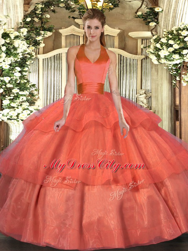 Top Selling Tulle Sleeveless Floor Length Vestidos de Quinceanera and Ruffled Layers