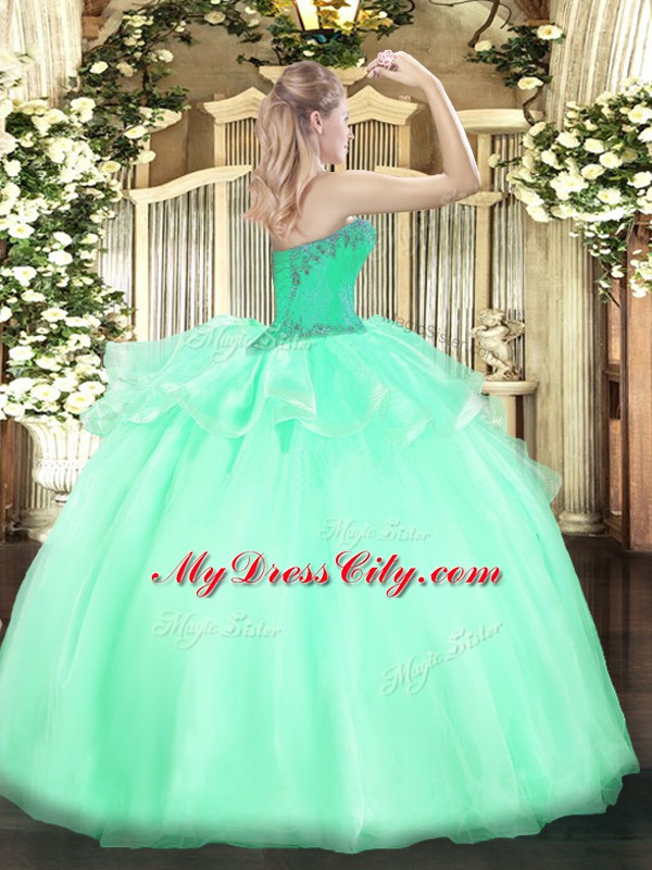 Eye-catching Ball Gowns Ball Gown Prom Dress Light Yellow Sweetheart Organza Sleeveless Floor Length Lace Up