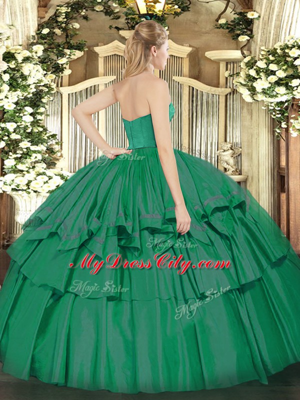 Strapless Sleeveless Organza Quinceanera Dresses Ruffled Layers Zipper