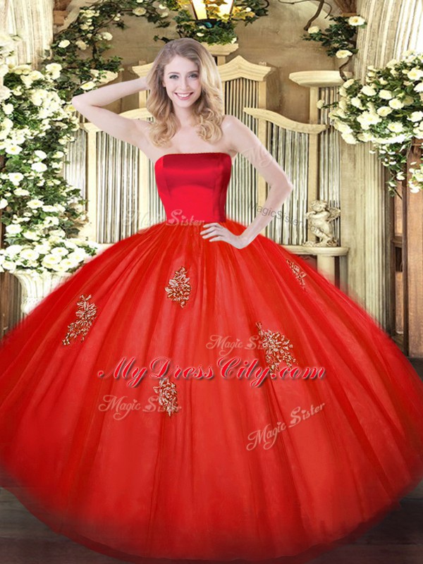 Custom Designed Sleeveless Zipper Floor Length Appliques Sweet 16 Dress