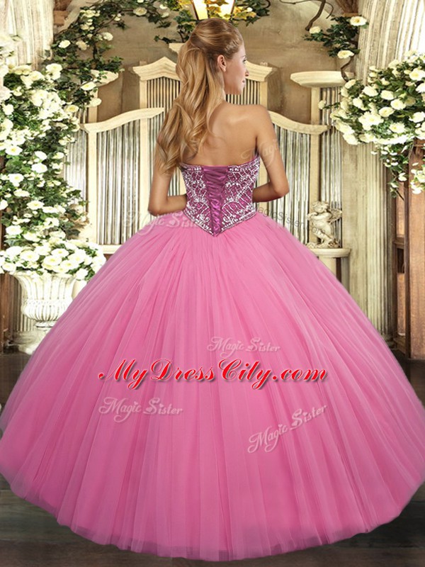 Lilac Ball Gowns Sweetheart Sleeveless Tulle Floor Length Lace Up Ruffles 15 Quinceanera Dress