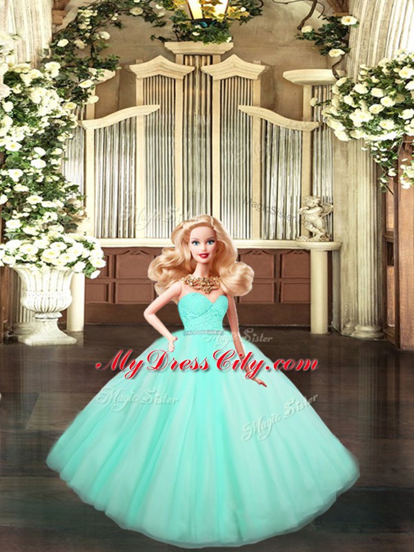 Charming Apple Green Sleeveless Organza Lace Up Quinceanera Gown for Military Ball and Sweet 16 and Quinceanera