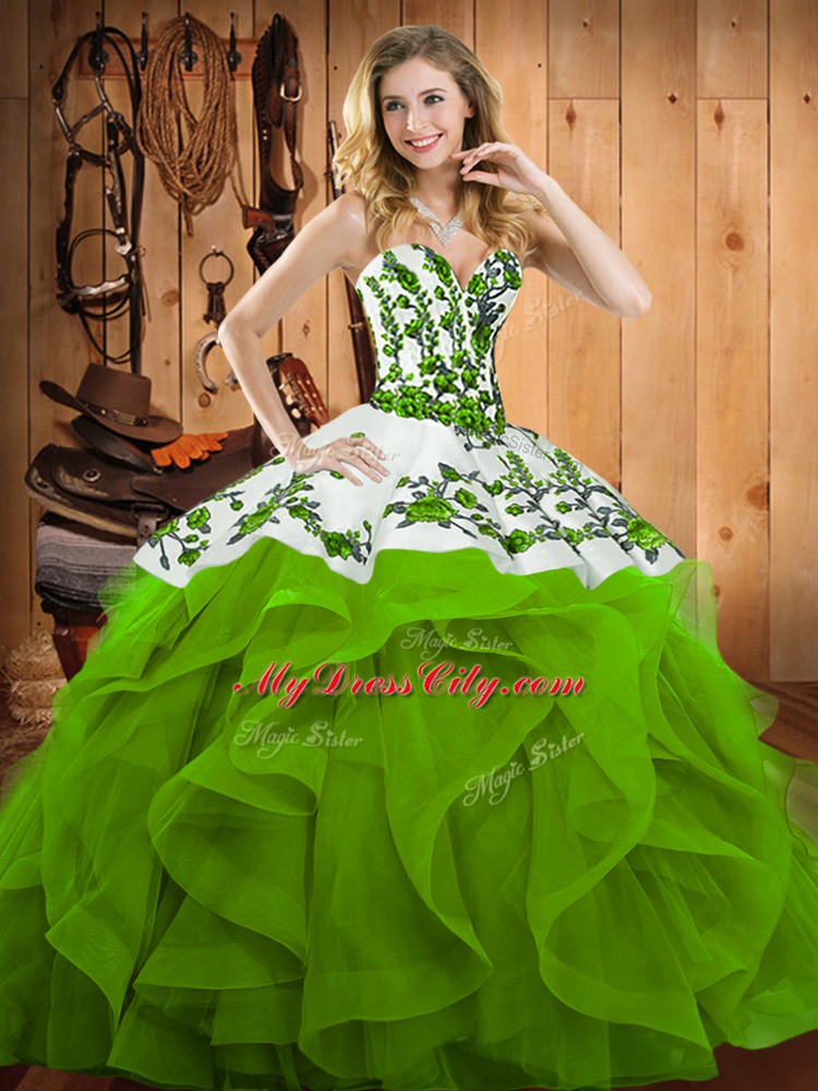 Sleeveless Embroidery and Ruffles Floor Length Sweet 16 Dresses