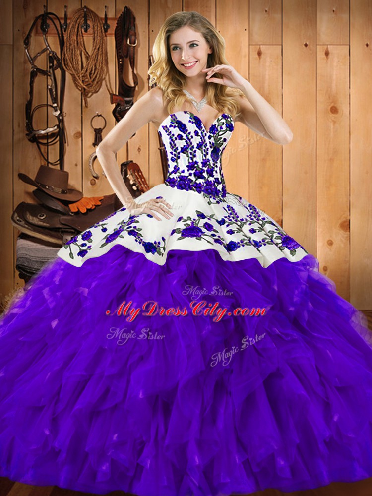 Wonderful Floor Length Ball Gowns Sleeveless Purple 15th Birthday Dress Lace Up