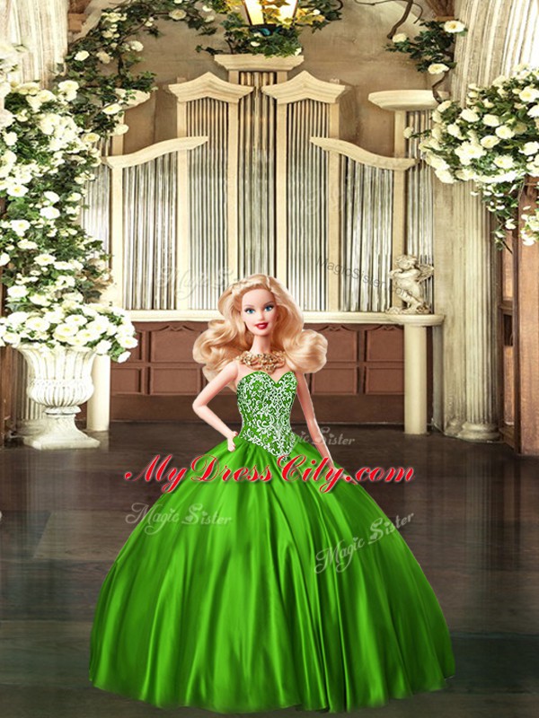 Floor Length Green Ball Gown Prom Dress Sweetheart Sleeveless Lace Up