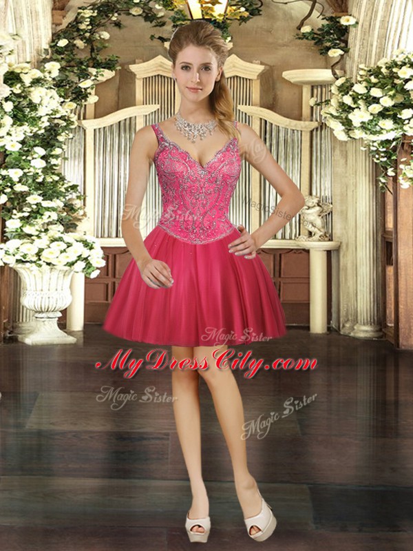 Exceptional Sleeveless Beading Lace Up Prom Gown