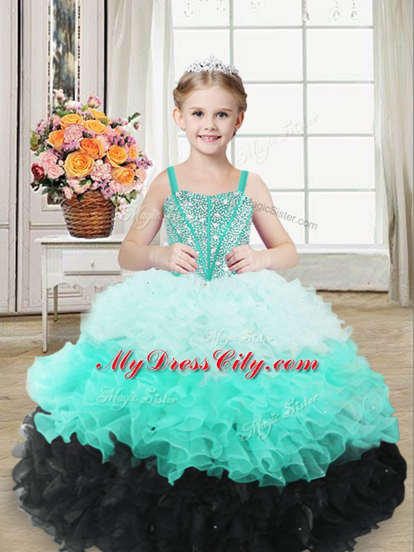 Multi-color Sleeveless Organza Lace Up Child Pageant Dress for Sweet 16 and Quinceanera