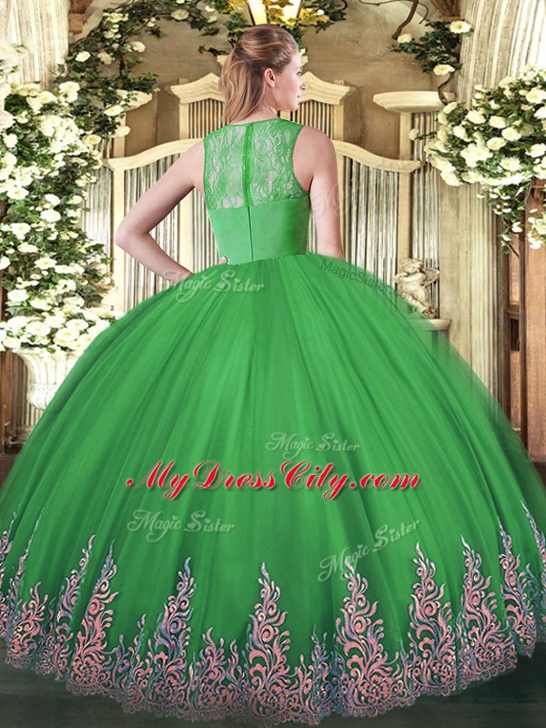 Stunning Sleeveless Beading and Appliques Zipper Ball Gown Prom Dress