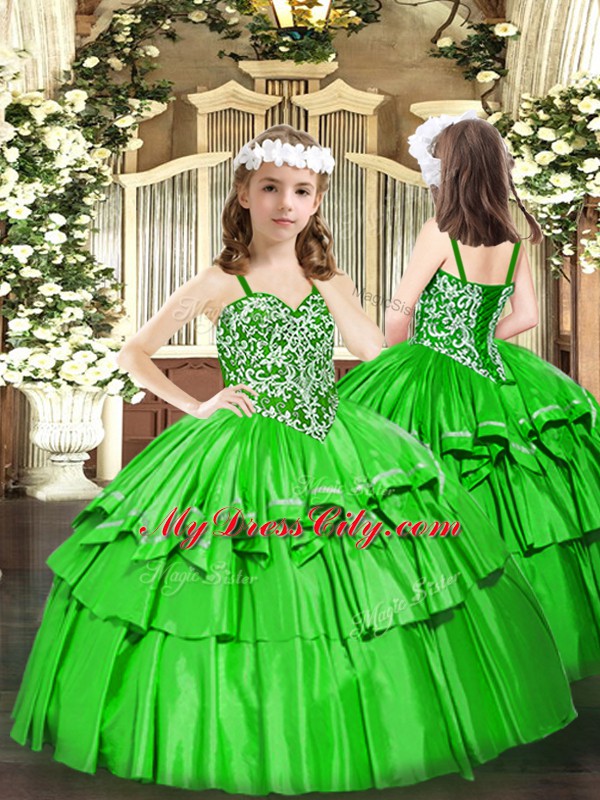 Adorable Sweetheart Sleeveless Lace Up Quinceanera Gown Green Organza