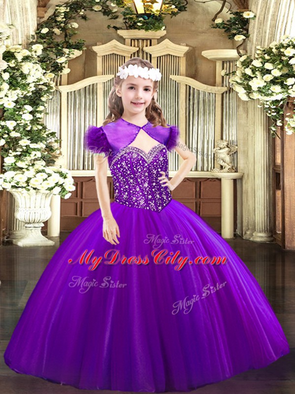 Exquisite Sleeveless Beading Lace Up High School Pageant Dress