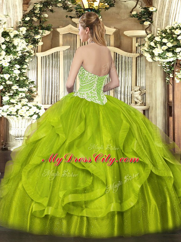 Noble Ball Gowns Quinceanera Dresses Rust Red Sweetheart Organza Sleeveless Floor Length Lace Up