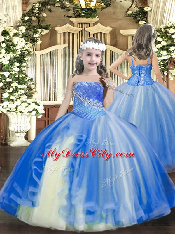 Eye-catching Tulle Sleeveless Floor Length Ball Gown Prom Dress and Beading and Ruching