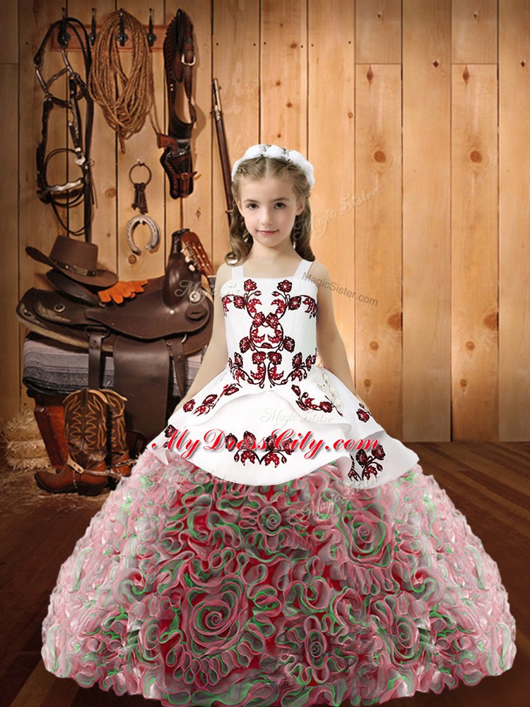 New Style Multi-color Little Girls Pageant Dress Sweet 16 and Quinceanera with Embroidery Straps Sleeveless Zipper