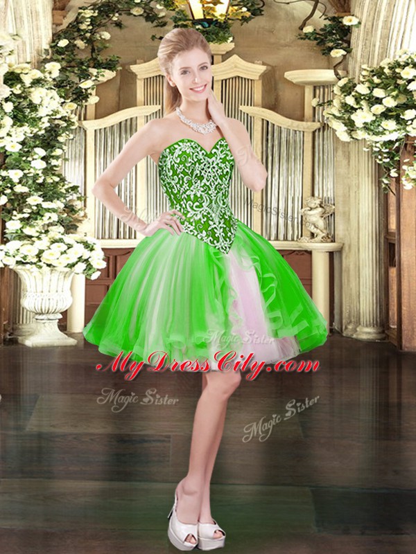 Tulle Sleeveless Mini Length Homecoming Dress and Beading