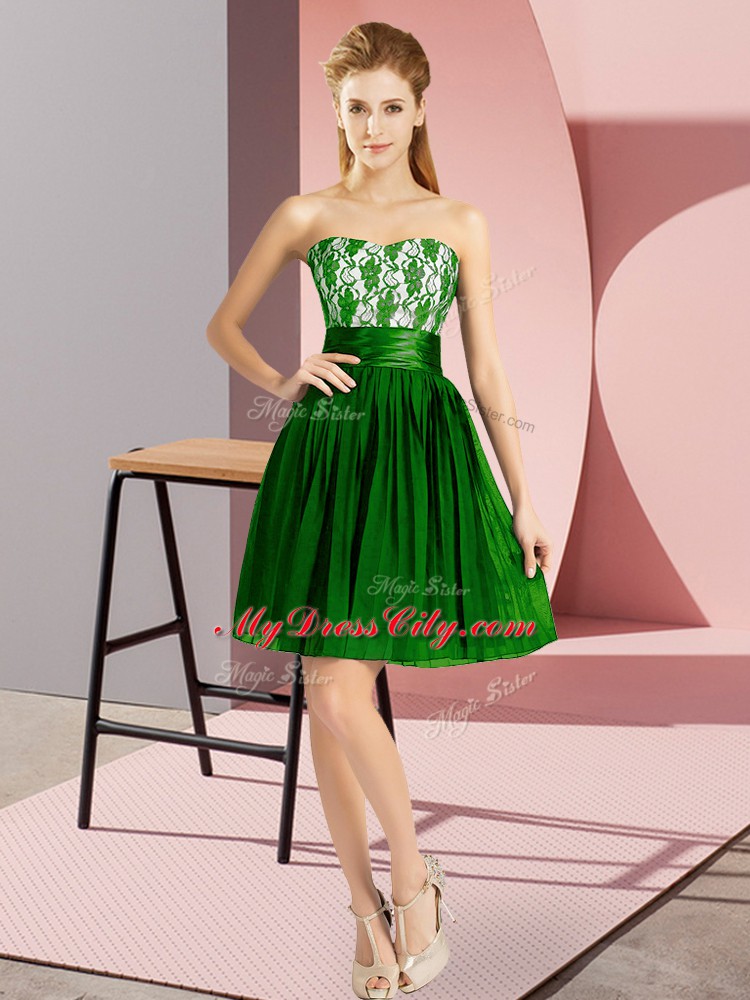 Delicate Lace Prom Party Dress Dark Green Zipper Sleeveless Mini Length