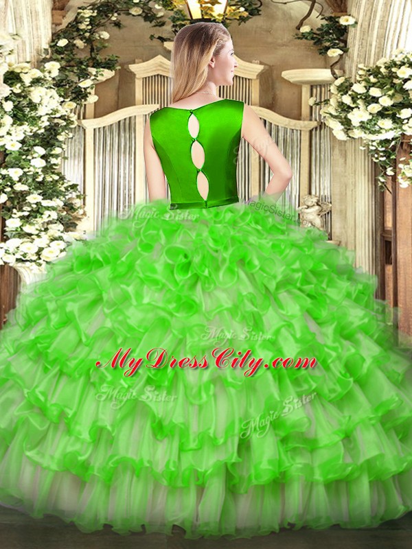 Low Price Floor Length Sweet 16 Quinceanera Dress Organza Sleeveless Ruffled Layers