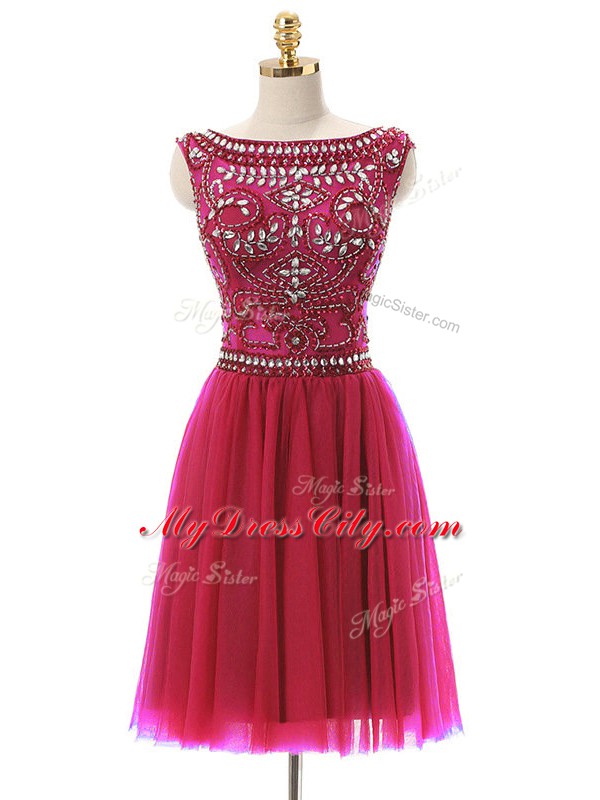 Decent Bateau Sleeveless Tulle Prom Dress Beading Zipper