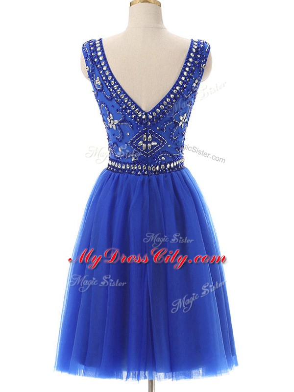 Decent Bateau Sleeveless Tulle Prom Dress Beading Zipper