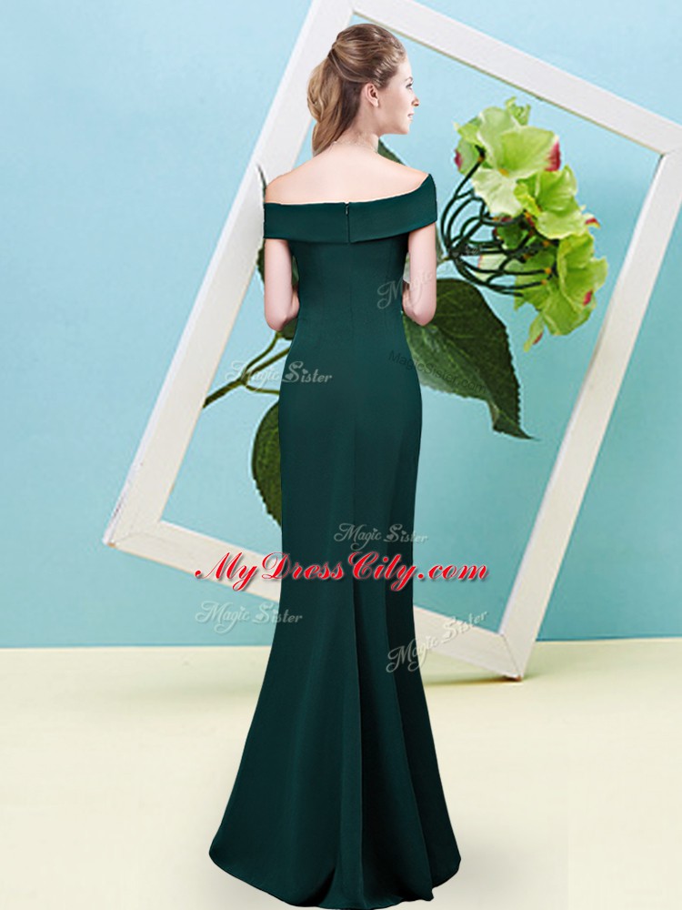 Ruching Quinceanera Court Dresses Dark Green Zipper Sleeveless Floor Length