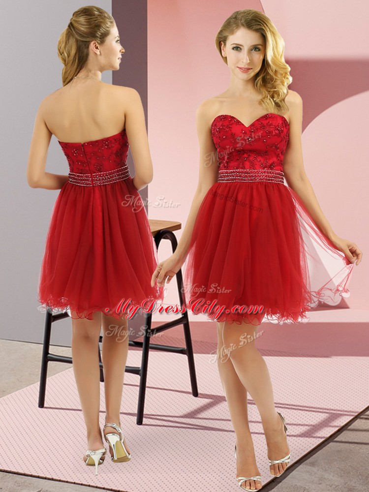 Sleeveless Beading Zipper Homecoming Dress