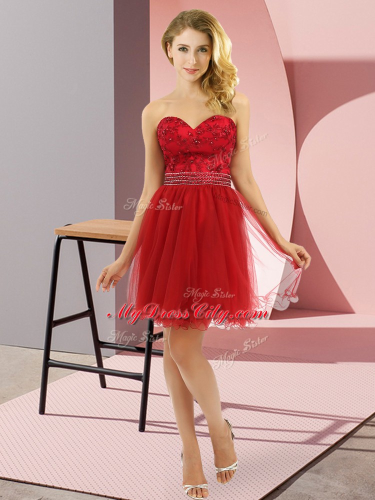 Sleeveless Beading Zipper Homecoming Dress