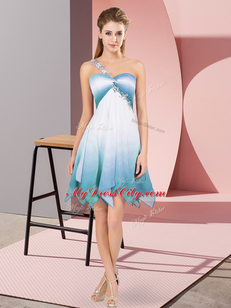 Sleeveless Lace Up Asymmetrical Beading Dress for Prom