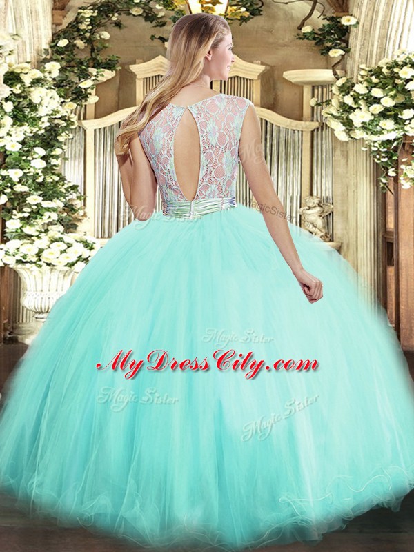 Floor Length Lavender Quinceanera Dress Scoop Sleeveless Backless