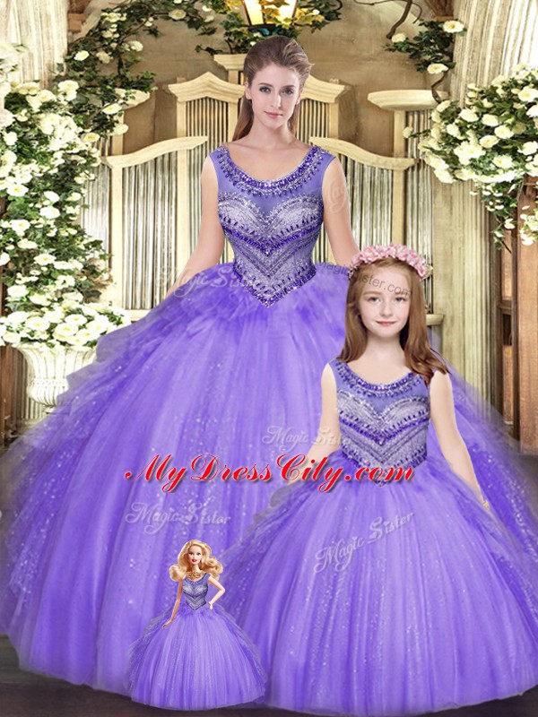 Eggplant Purple Quince Ball Gowns Military Ball and Sweet 16 and Quinceanera with Beading and Ruffles Scoop Sleeveless Lace Up