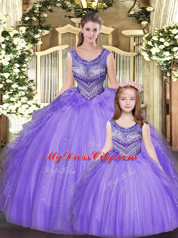 Eggplant Purple Quince Ball Gowns Military Ball and Sweet 16 and Quinceanera with Beading and Ruffles Scoop Sleeveless Lace Up