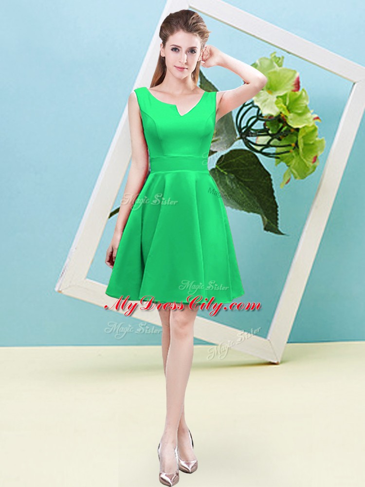 Ruching Bridesmaid Dresses Green Zipper Sleeveless Mini Length