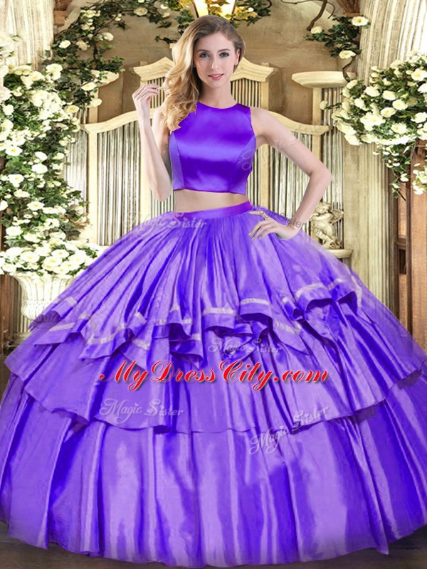 Customized Sleeveless Ruffled Layers Criss Cross Vestidos de Quinceanera