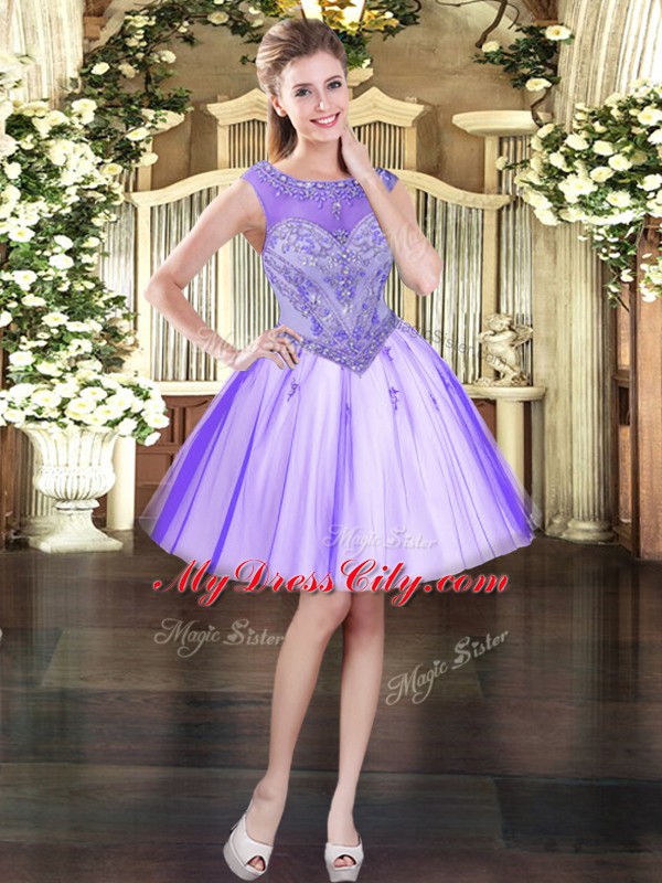 On Sale Floor Length Lavender Sweet 16 Dress Scoop Sleeveless Zipper