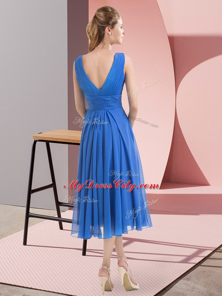 Popular Sleeveless Side Zipper Knee Length Beading Vestidos de Damas