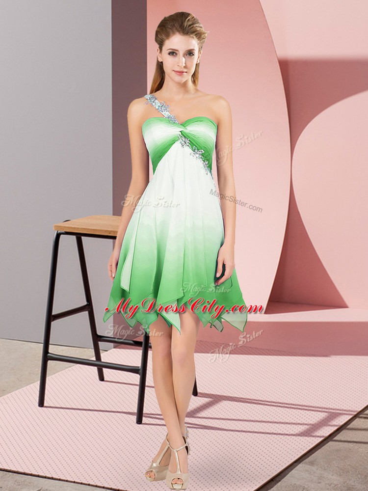 Noble Multi-color Empire Beading Prom Gown Lace Up Fading Color Sleeveless Asymmetrical