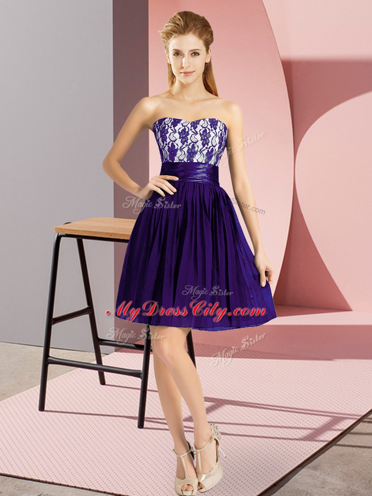 Sweetheart Sleeveless Zipper Prom Dress Purple Chiffon