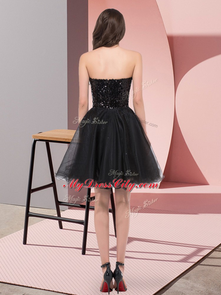 Customized Black Sweetheart Zipper Sequins Prom Dresses Sleeveless