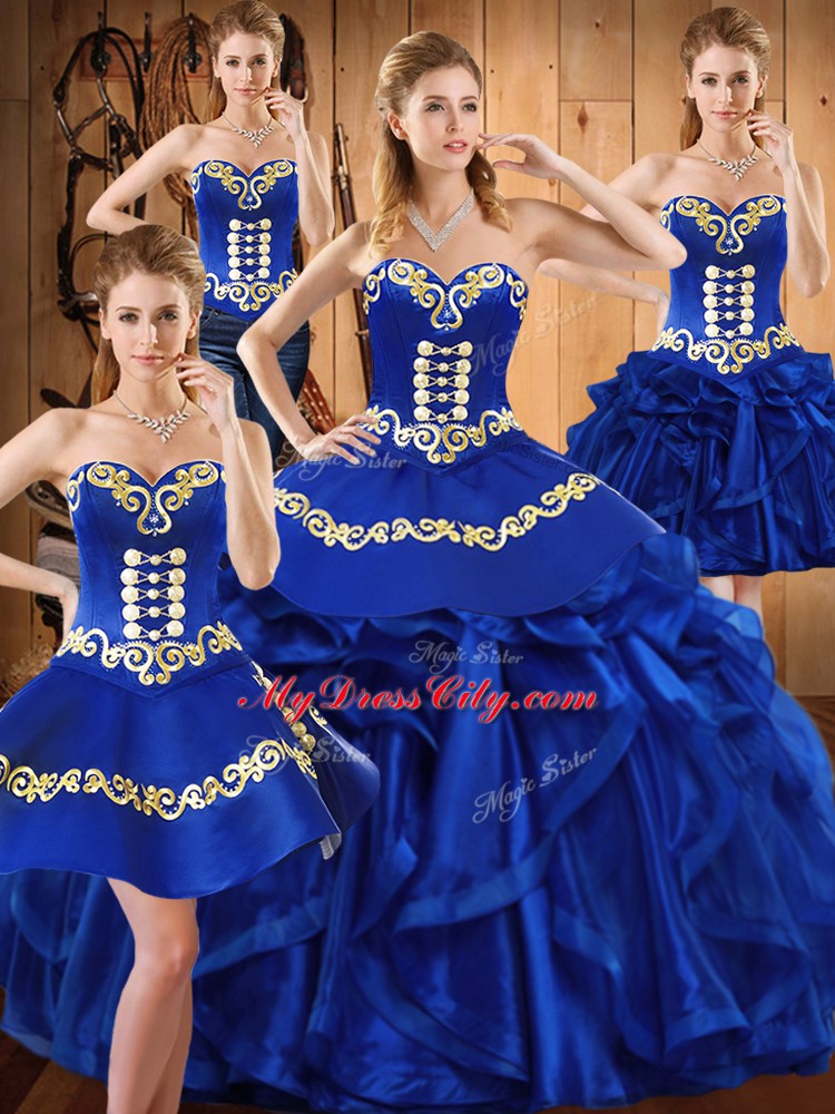 Lovely Floor Length Ball Gowns Sleeveless Royal Blue Quinceanera Dress Lace Up