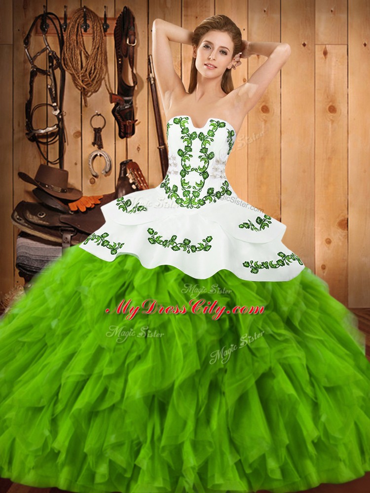 High End Sleeveless Embroidery and Ruffles Floor Length Quinceanera Dresses