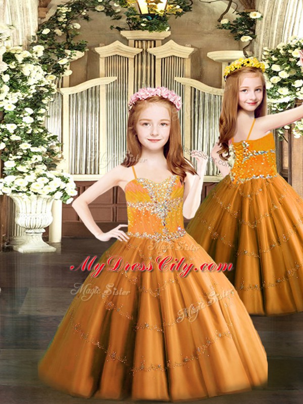 Perfect Sleeveless Beading Lace Up Little Girls Pageant Dress Wholesale