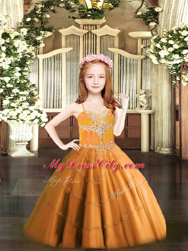 Perfect Sleeveless Beading Lace Up Little Girls Pageant Dress Wholesale