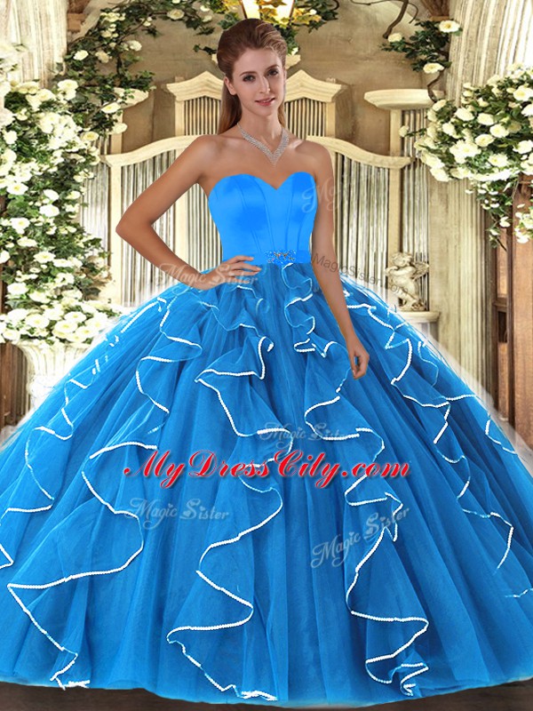 Sleeveless Beading and Ruffles Lace Up Quinceanera Dresses