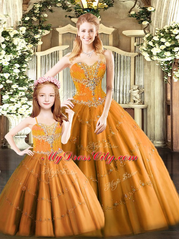 Exquisite Floor Length Ball Gowns Sleeveless Rust Red Vestidos de Quinceanera Lace Up