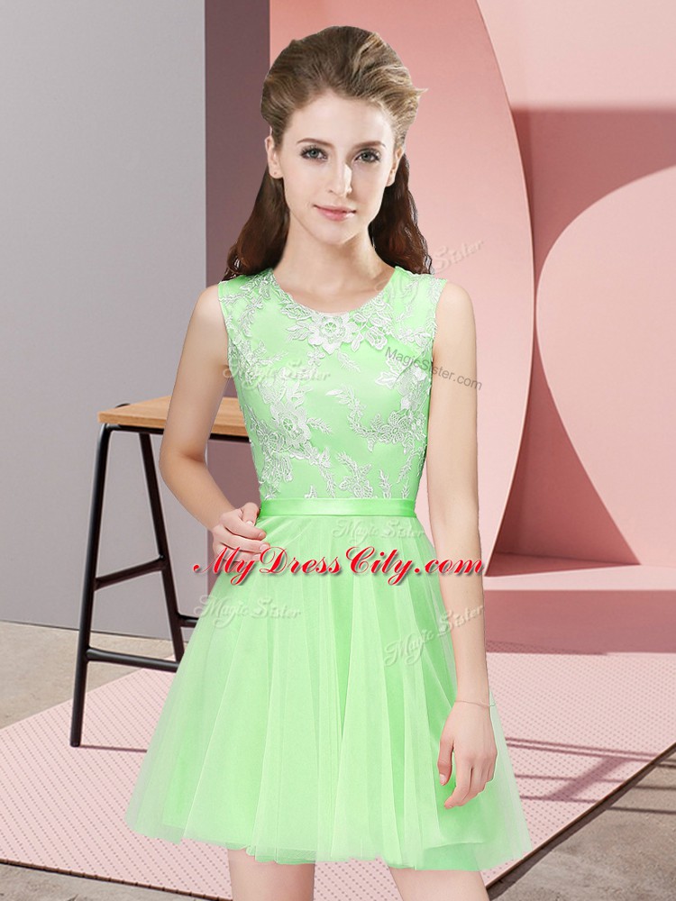 Custom Designed Side Zipper Bridesmaid Dresses Lace Sleeveless Mini Length