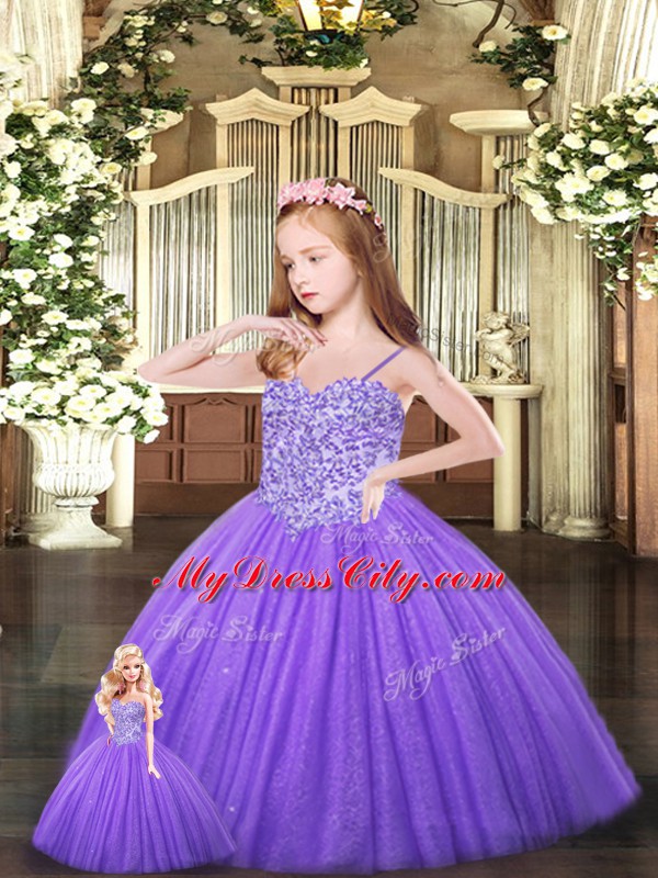 Elegant Eggplant Purple Ball Gowns Sweetheart Sleeveless Tulle Floor Length Lace Up Beading Sweet 16 Dress