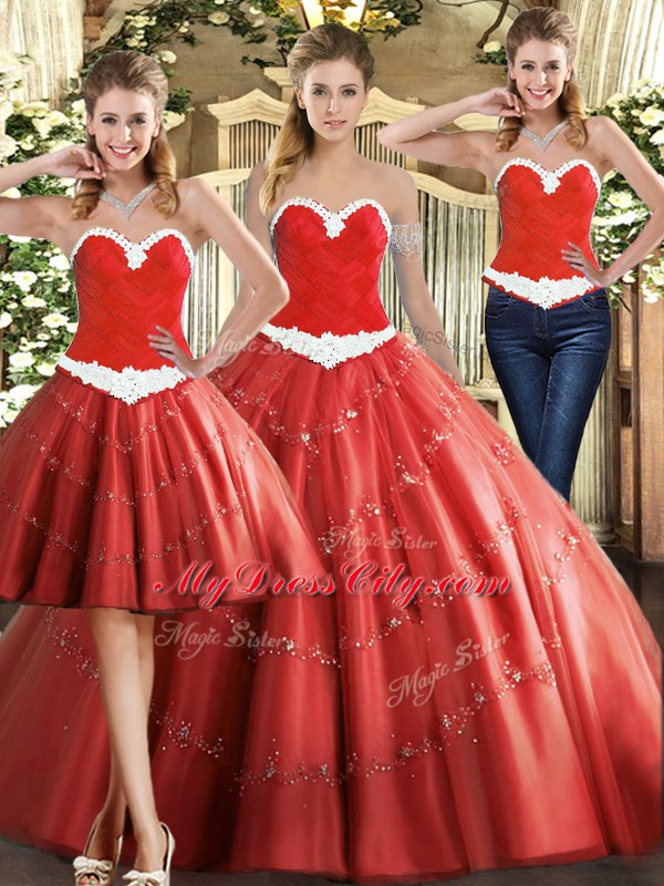 Exceptional Coral Red 15 Quinceanera Dress Military Ball and Sweet 16 and Quinceanera with Beading Sweetheart Sleeveless Lace Up