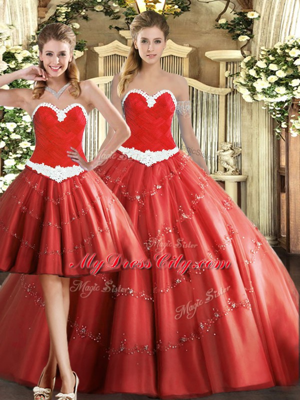 Exceptional Coral Red 15 Quinceanera Dress Military Ball and Sweet 16 and Quinceanera with Beading Sweetheart Sleeveless Lace Up