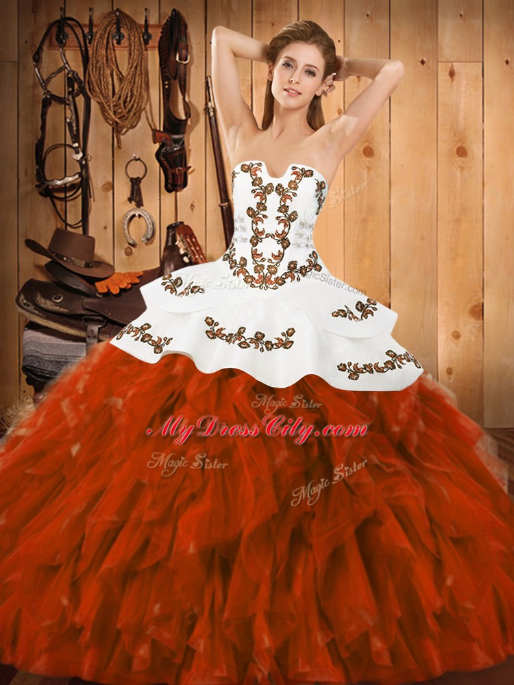 Sleeveless Embroidery and Ruffles Lace Up Vestidos de Quinceanera