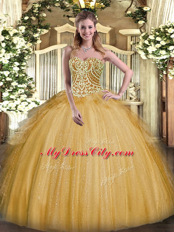 Lovely Sleeveless Lace Up Floor Length Beading and Ruffles Sweet 16 Dress