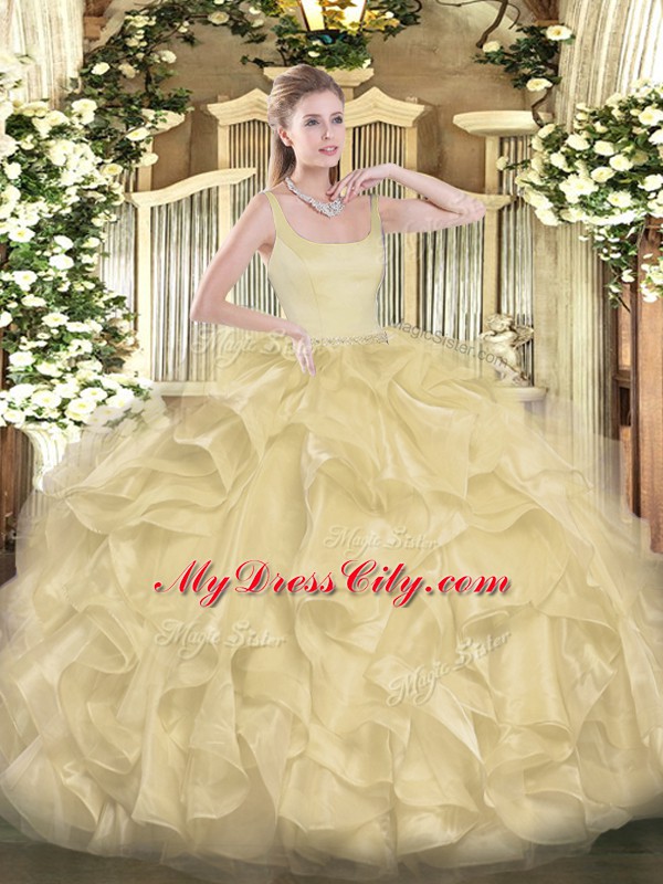 Sleeveless Beading and Ruffles Zipper Quinceanera Dresses