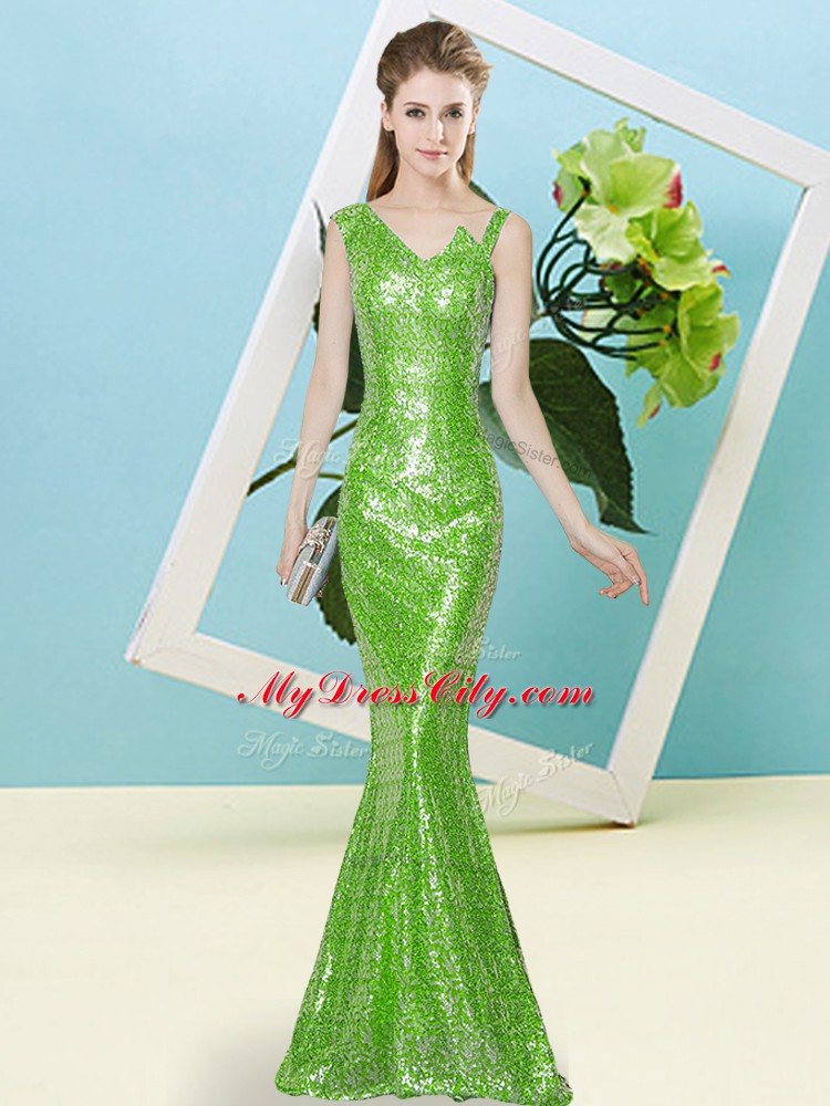 Zipper Sequins Sleeveless Floor Length